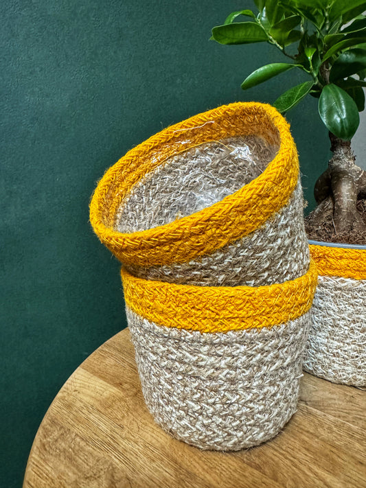 Yellow rimmed-fully lined basket